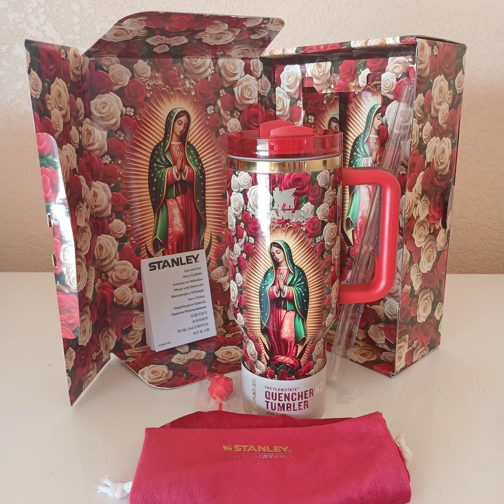 Stanley Virgin of Guadalupe Floral Tumbler - Red and Green - Picture 1 of 2